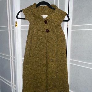 Vintage Design history sweater babydoll mustard knit vest S cottage core